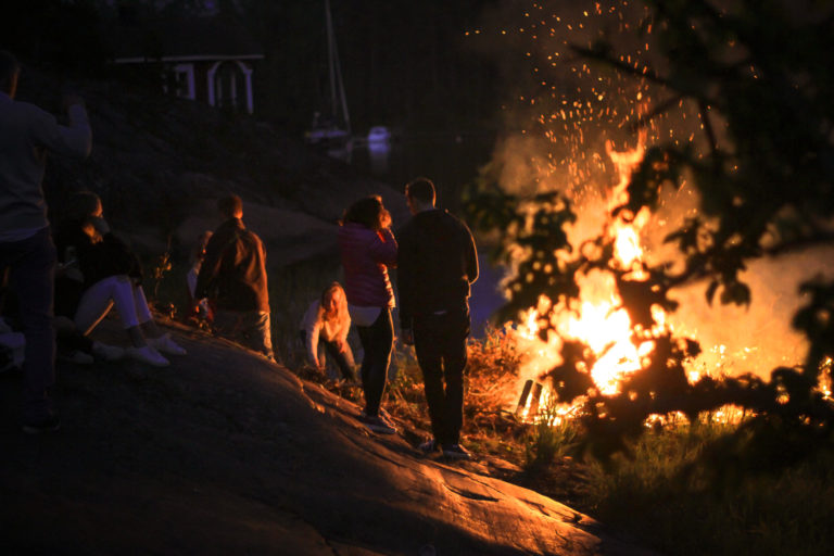 my first juhannus, mid summer, finland bonfire